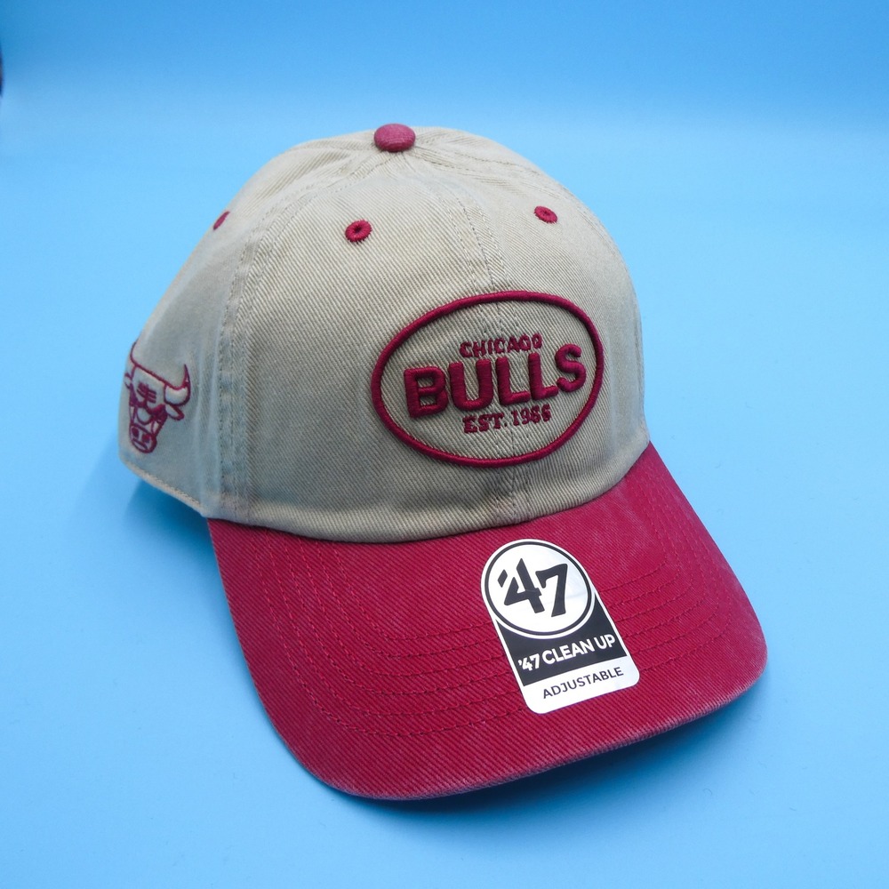 '47 Brand Hat Mens One Size Clean Up Chicago Bulls Tan Red Cotton Adjustable Cap